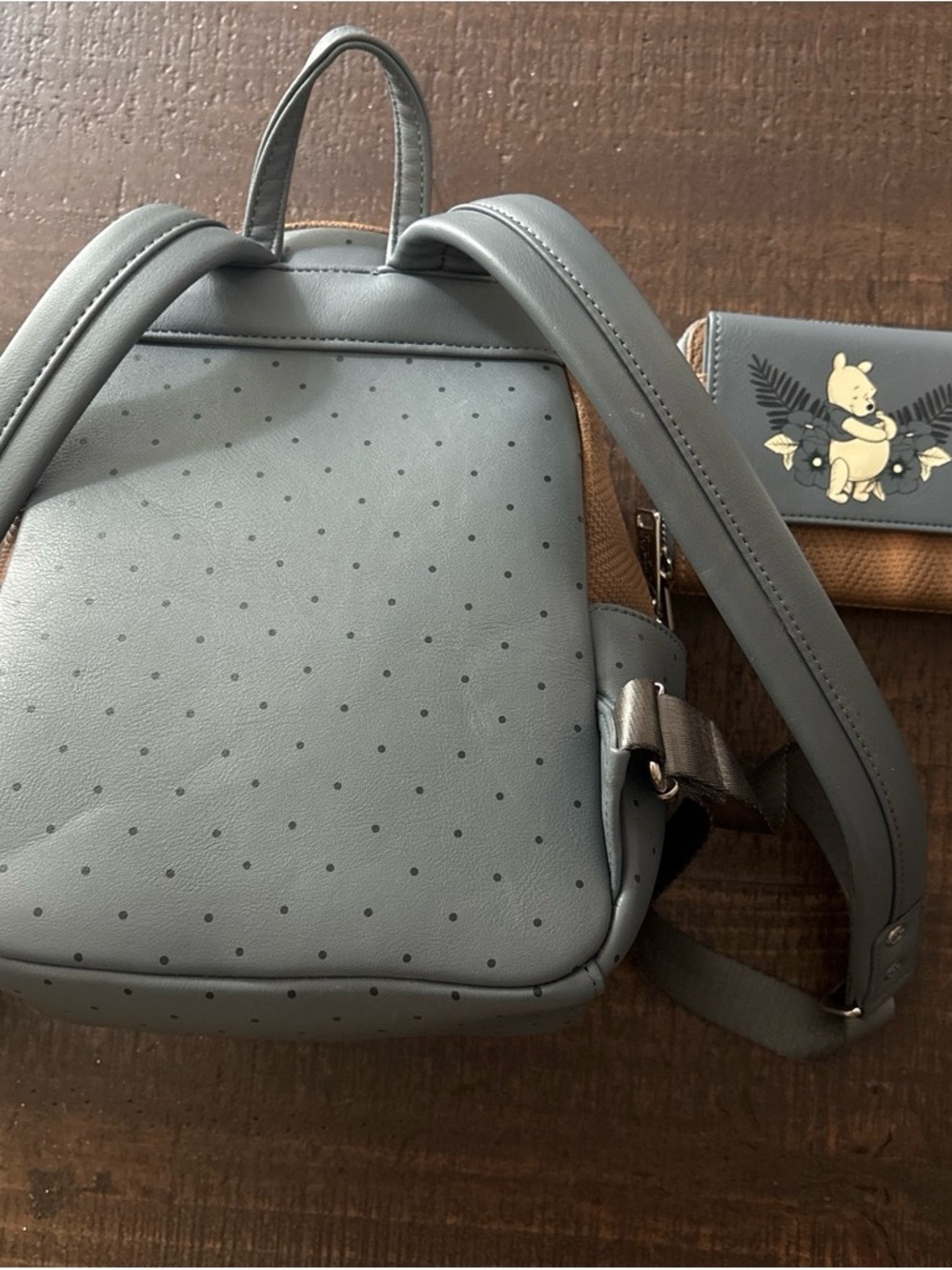 Loungefly Brown and Blue Winnie the Pooh Mini Backpack - Picture 2 of 2